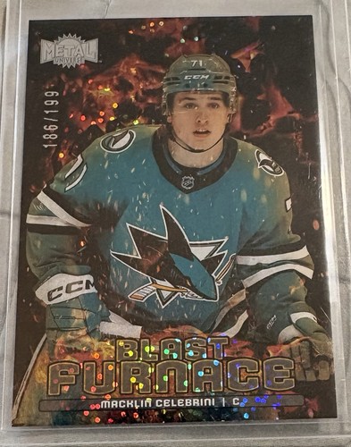 Macklin Celebrini [Speckle] #BF-3 2024 SkyBox Metal Universe Blast Furnace card