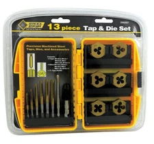Tap & Die Set (13-Pcs) M3-1/2 To M7-1 mm. Metric, Steel - Steel Grip DR62057MM