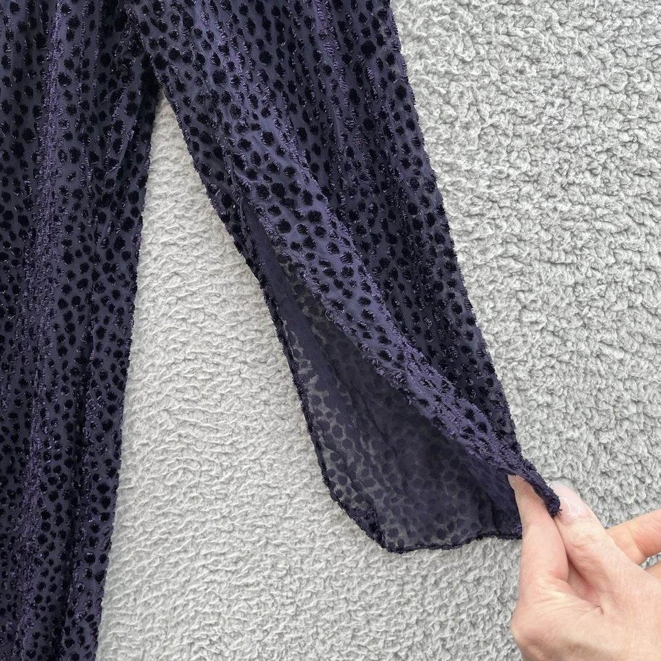 Vestido Akris Mujer 14 Púrpura Berenjena Terciopelo Burnout Relajado Abertura Lateral Túnica Foto 2 de 4