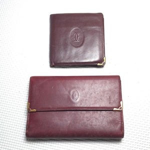 Cartier Bifold Wallet Leather Bordeaux Lot of 2 Used Authentic ps2512-ps589