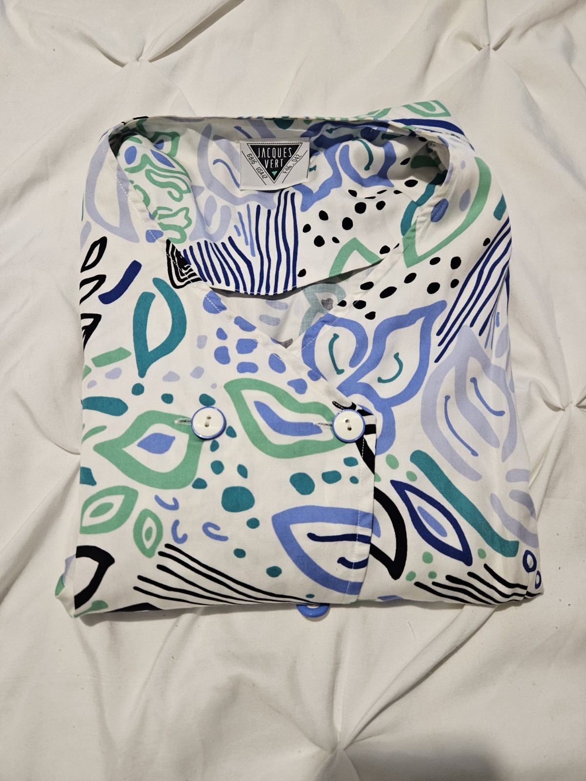 Rare Vintage 80s/90s Jacques Vert Abstract Blouse UK 16 Retro Chic image 6