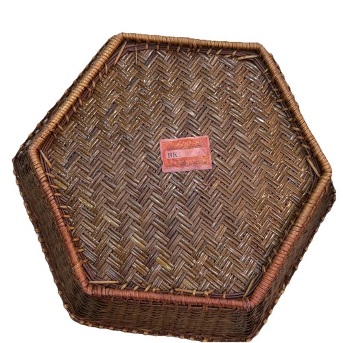 Set Of 2 Chaoching Imported Baskets - 1 Hexagon Shaped Tight Woven, 1 Red Round - Afbeelding 8 van 14