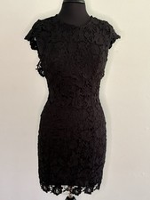 Lulus Women’s Black Floral Lace Mini Dress Short Cap Sleeve Open Back S