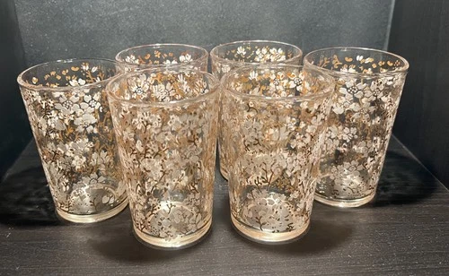 Vintage 4" Eden Flower Tea Glasses - set of 6