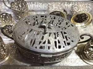 19c Sterling Silver Persian carrying sugar jar QAjJAR 1 pc rare Islamic VTG