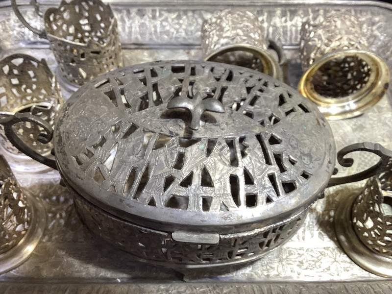 19c Sterling Silver Persian carrying sugar jar QAjJAR 1 pc rare Islamic VTG