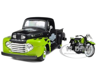 1948 FORD F-1 & 1948 HARLEY DAVIDSON FL PANHEAD GREEN & BLACK 1/24