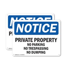  2 Pack Private Property No Parking No Trespassing OSHA Notice Sign Decal Metal