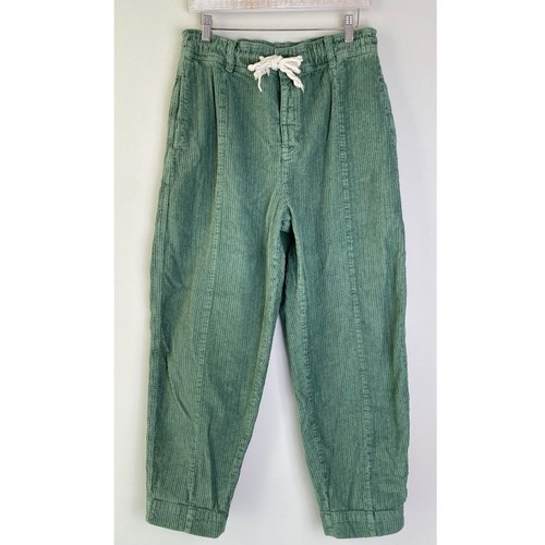 Free People Missing From Me Corduroy Barrel Pants S Green Baggy Boho Coastal - Picture 2 of 13