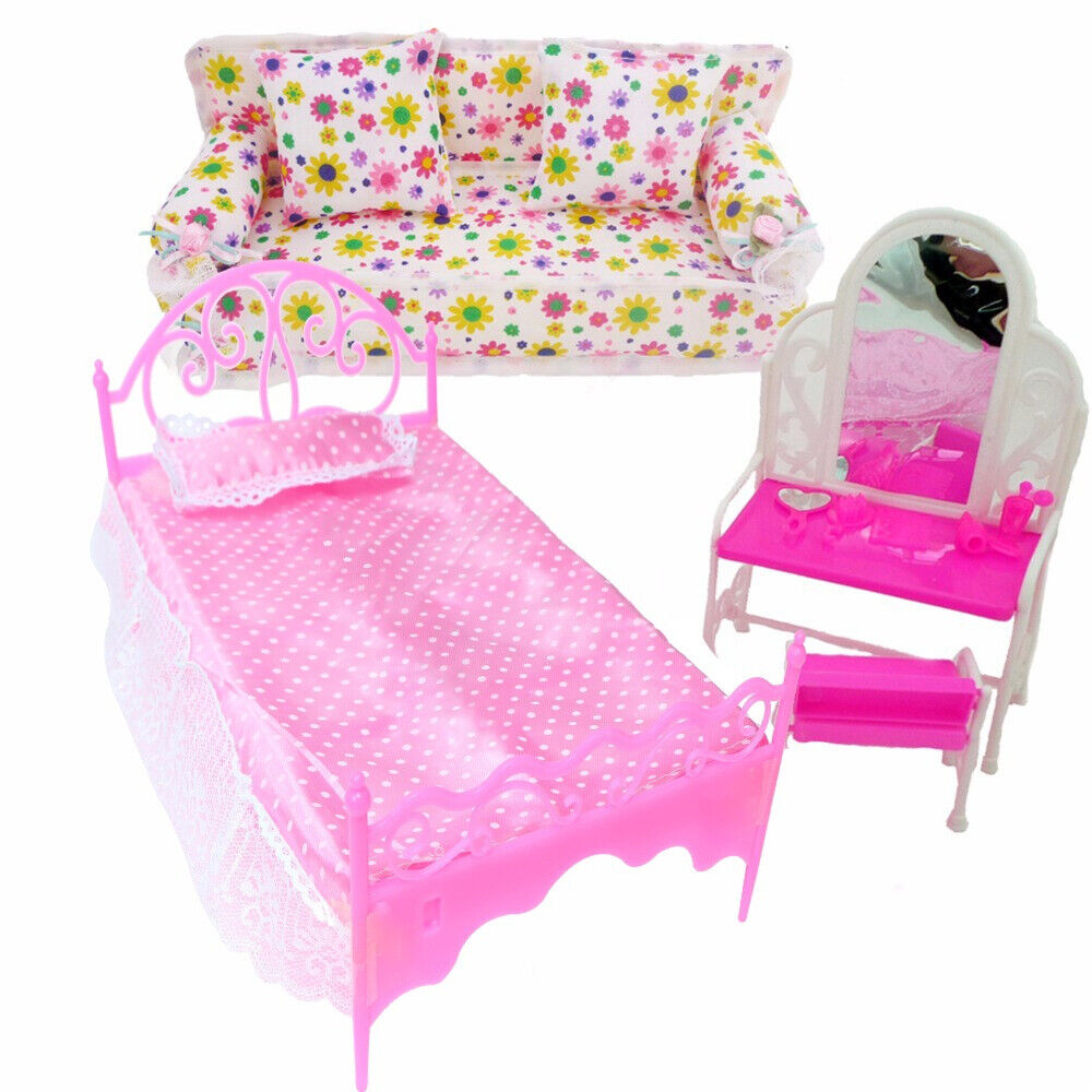 Barbie Doll Princess Bedroom Dollhouse Furniture Accessories Playset Kids Gift