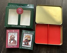 The Saturday Evening Post Christmas Playing Cards  2 Decks With Tin 1996 NEW Vtg