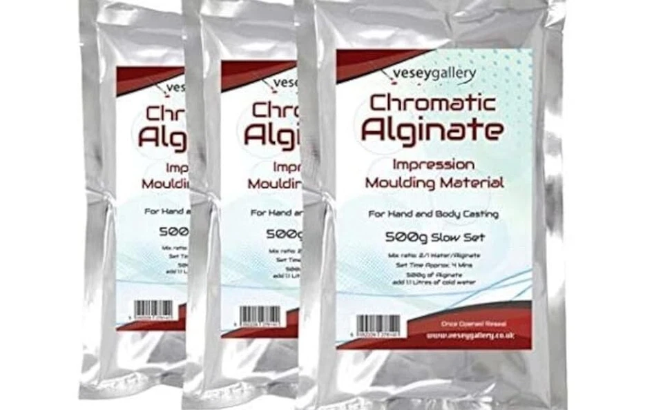 VESEY GALLERY Skin Safe Casting Alginate Slower Setting Mould Making Compound. 1.65kg 3 Bags