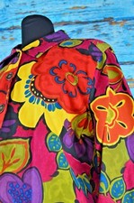 Life Style Women's Art Blazer Jacket Coat Size 1 X Colorful Cotton Floral Boho