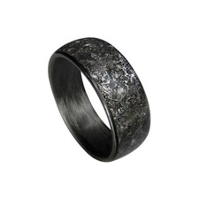 Carbon Fiber Ring with Gibeon Meteorite inlay - Made in USA - Sizes 4-16