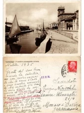 Old postcard Viareggio The canal and walk to the pier. ITALY (467549)