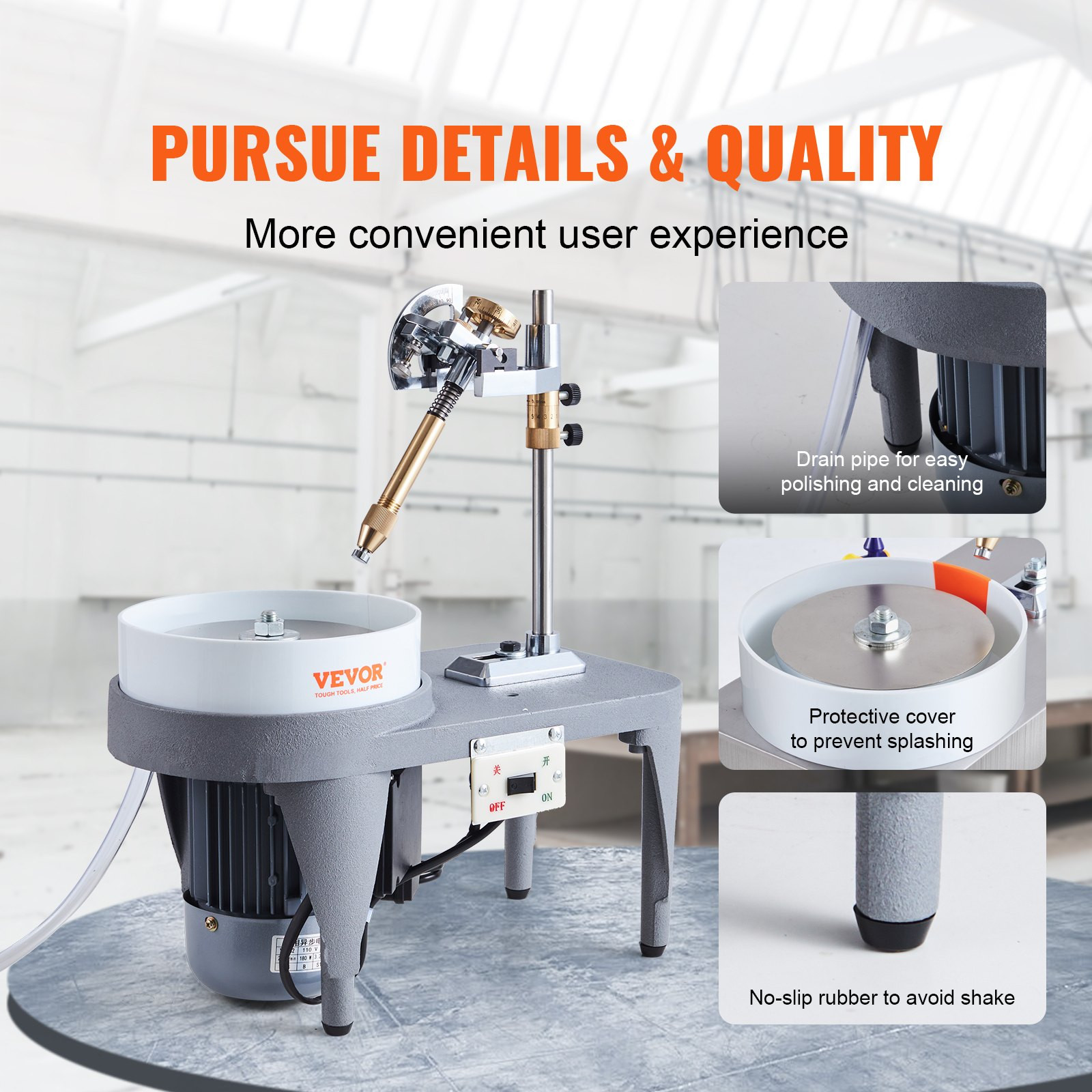 Gem Faceting Machine 180W Lapidary Polisher 2800RPM 96 Index Precision Angle Kit