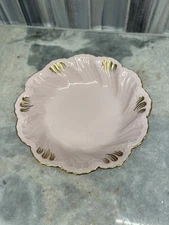 Antique RARE KPM Porcelain Pink Scalloped 14k Gold Hand Painted Candy Bowl