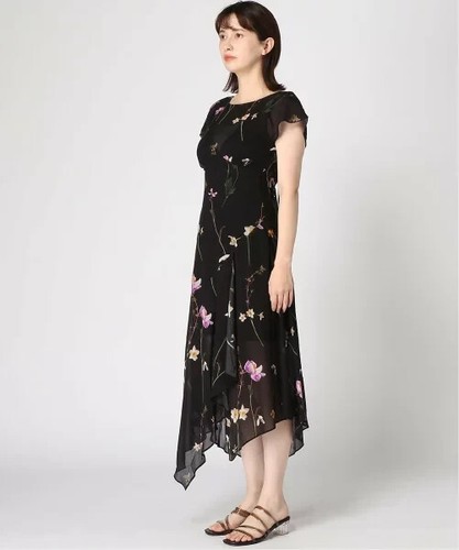 NEW ALLSAINTS ALLSAINTS Floral Capri Kikyo Dress in black multi US SZ 6 #D5677 - 第 3/8 張圖片
