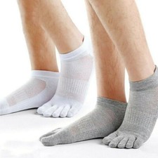 Mens Low Cut Five Finger Toe Casual Mesh Sport Combed Cotton Ankle Socks 6 Pairs