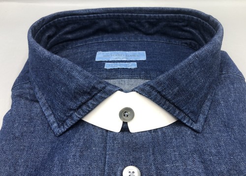 RICHARD JAMES Cotton Denim Shirt, UK:18,5, EU:47, UVP:225£! Neu & unbenutzt - Bild 9 von 11