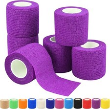6 First Aid 2" x 5 Yd Self Adhesive Bandage Rolls Wrap Purple Medical Wound Tape