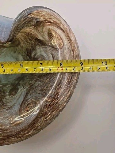 Murano Fratelli Toso Starry Night Bowl Opalescent Copper Swirl Pinched 9" - Picture 19 of 19