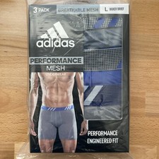 Adidas Mens Performance Mesh L Boxer Brief 3 Pack Blue Grey