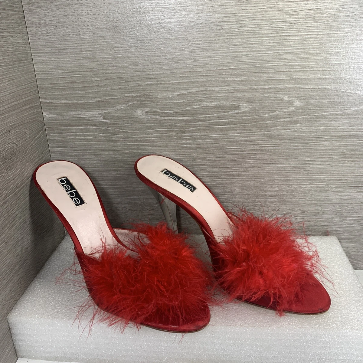 Red sales fluffy heels