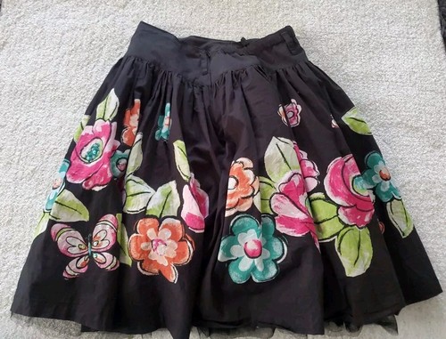 The Children's Place Size 14 Girl's Zip Back Black Floral Crinoline Skater Skirt - Picture 9 of 11