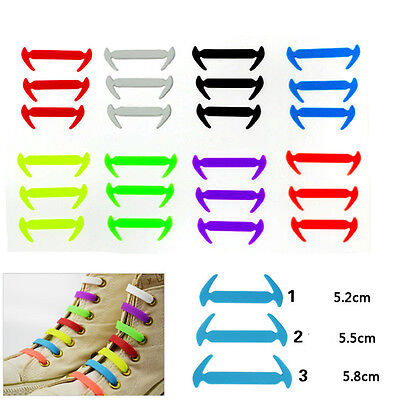 16pc Easy No Tie Rubber Shoe Laces Colored ShoeLaces Trainers Snickers Kid Adult