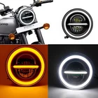 Fit For Royal Enfield New Classic Reborn 350 Led 7'' (-) Headlight Chrome Rim
