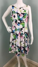 NWT Women's Ralph Lauren White Floral Sleeveless Scuba Fit & Flare Dress Sz 10