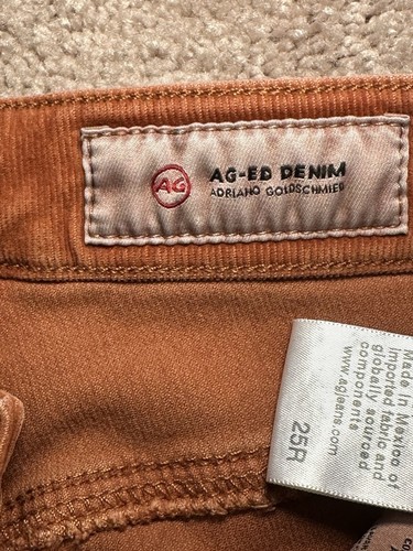 adriano goldschmied pants womens 25 R corduroy Orange High Rise Skinny Ankle - Picture 6 of 10