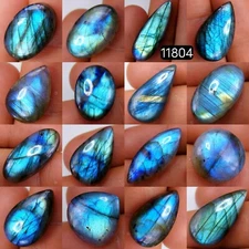16 Pcs 196 Cts Natural Labradorite Cabochon Gemstone Lot 31X11-17X11mm #R-11804
