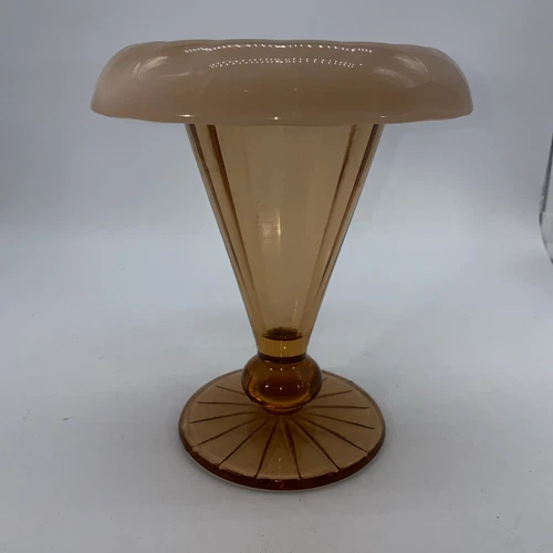 Antique Fenton Cameo Opalescent Rolled Rim Trumpet Vase