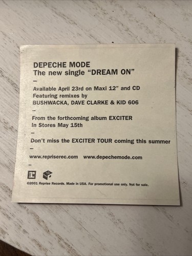 Depeche Mode Dream On 2001 Einzel Promo Aufkleber 3,25 Zoll Quadrat - Bild 2 von 2