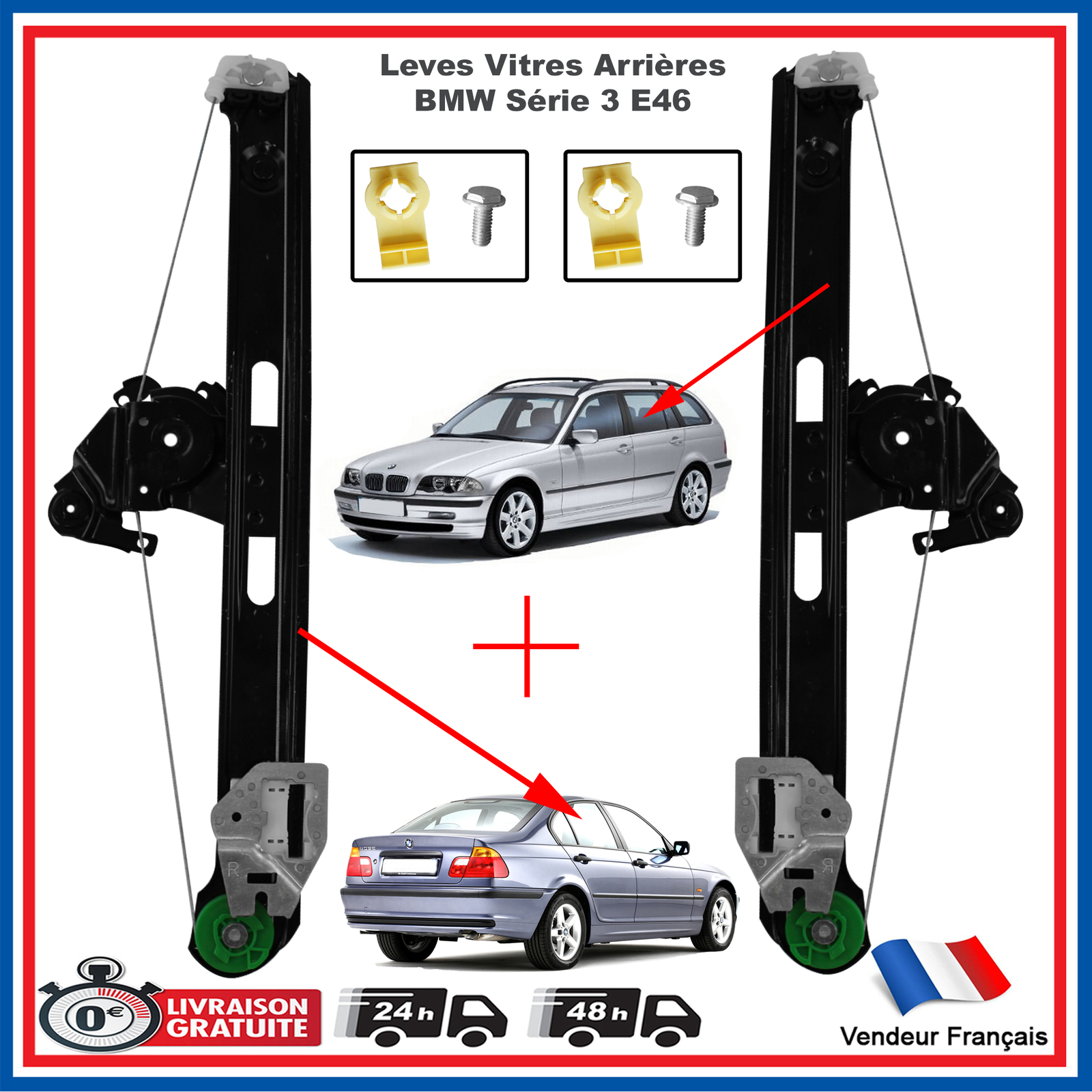 Lève-vitre électrique arrière gauche pour BMW Série 3 E46 Berline