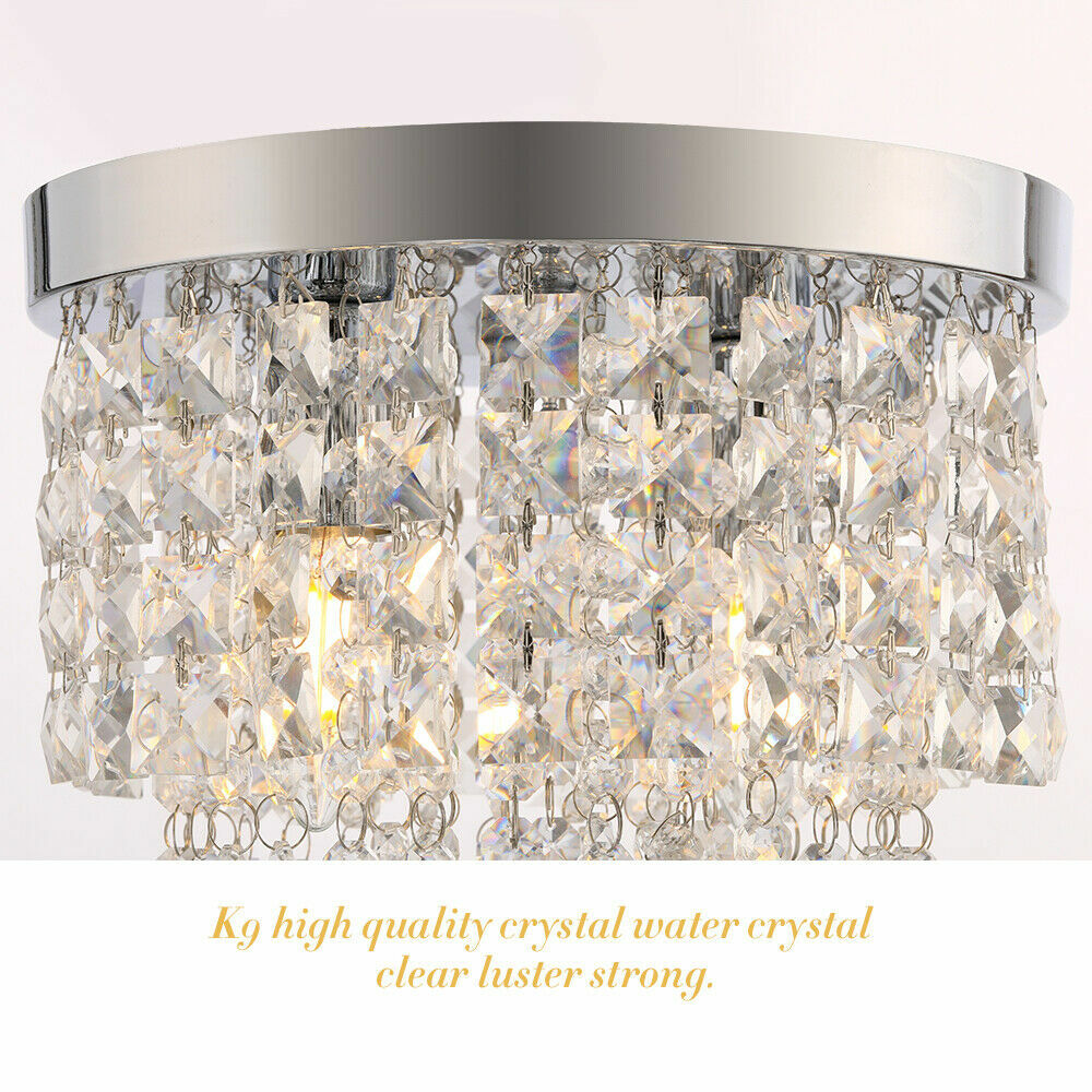 Modern Crystal Glass LED Ceiling Light Flush Mount Chandelier Bedroom