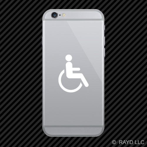 (2x) Handicap Cell Phone Sticker Mobile wheelchair accessible many