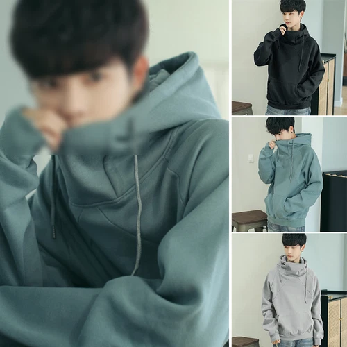 Men's Loose Casual Street Hoodie Long Sleeve Turtleneck Pullover Sweatshirt Tops - Foto 6 di 39