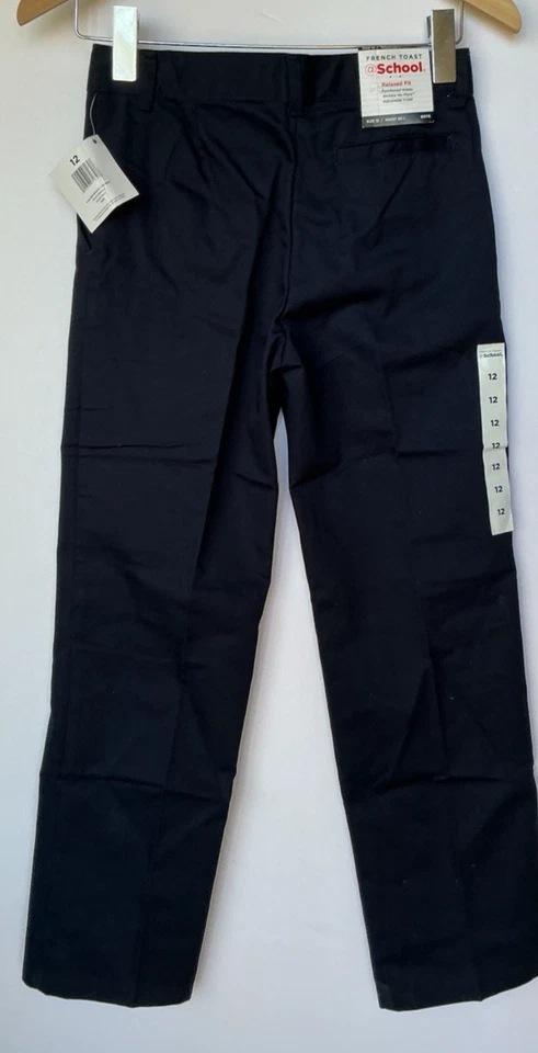 法国烤面包男童裤子海军蓝 12 码校服休闲版型斜纹布新品 — 第 3/4 张图片
