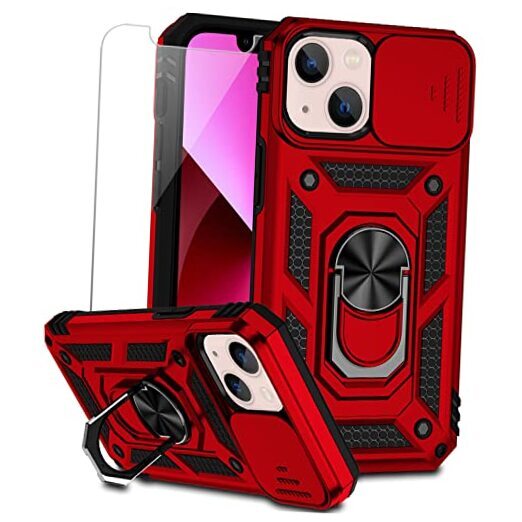 for iPhone 13 Case with Camera Red with camera cover Military-Grade 2nd gen