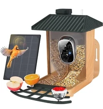 Osoeri Smart Bird Feeder with Camera, 1080P HD AI Identify Wood Grain OS-BC01