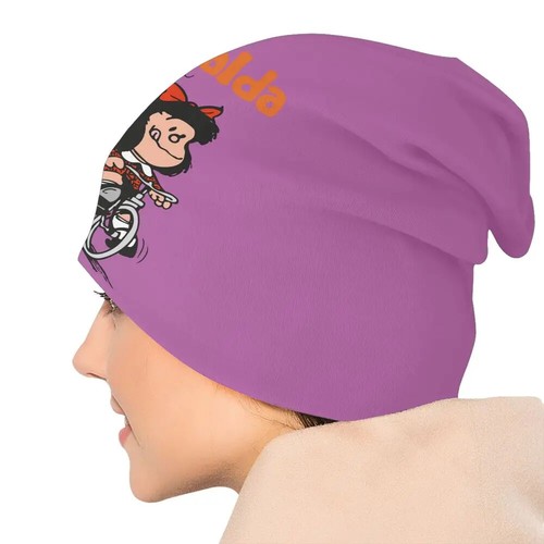 Mafalda Riding A Bike Skullies Beanies Caps Knit Hat Adult Quino Bonnet Hats - Picture 22 of 37