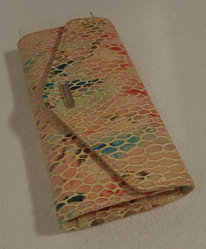 Brahmin JUNIE VERONICA Trifold Envelope Leather Wallet Multi Tan Red Teal NWT - Picture 5 of 9