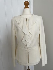 Luisa Spagnoli "selma" Ladies Ruffle Jacket - Wedding Guest - Ivory It40 Uk 6/8