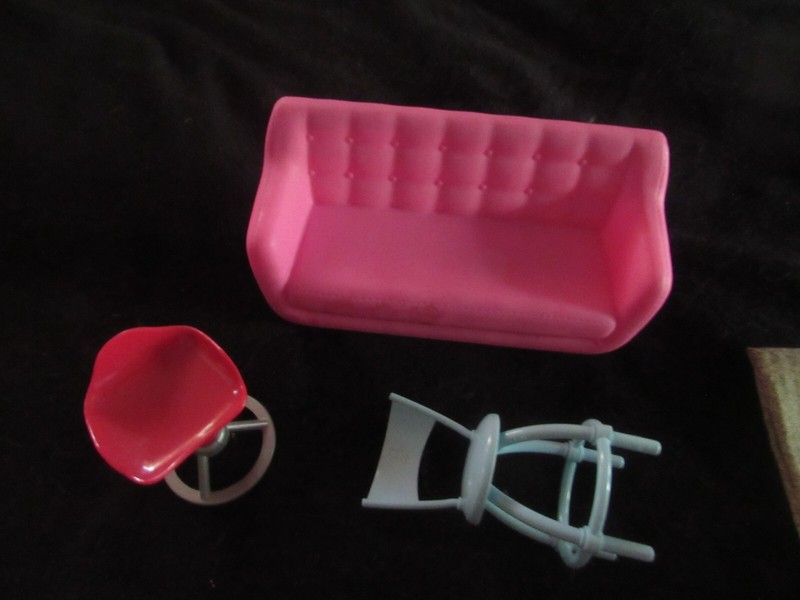 Barbie Furniture- 2 sofas, stools ,Pizza hut oven and more