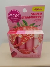 eos Super Strawberry Lip Balm Variety Pack Strawberry Flavored 4 Pack USA Made 