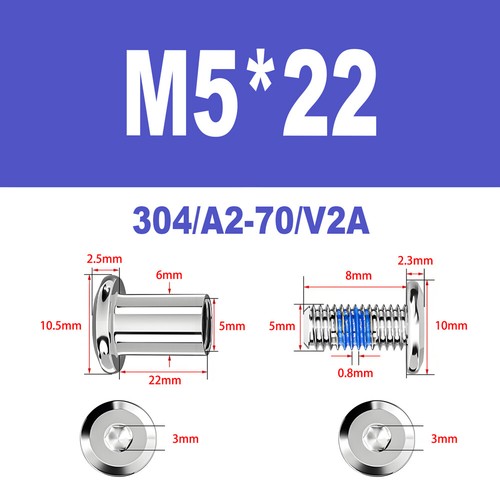 Möbelschrauben A2 V2A Hülsenschrauben M2-M6 Verbindungsschraube Möbelverbinder - Bild 75 von 122