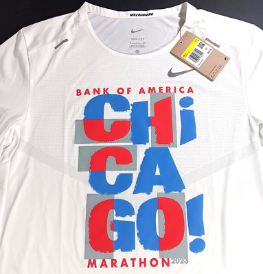 Nike Running DRI-Fit Rise 365 Top S White Chicago BOA Jersey Running Tee, New